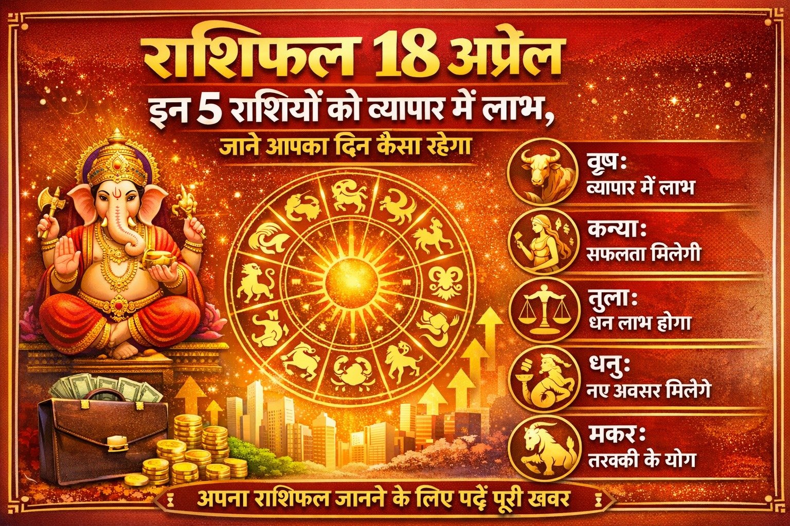 राशिफल 18 अप्रैल: इन 5 राशियों को व्यापार में लाभ, जानिए आपका दिन कैसा रहेगा